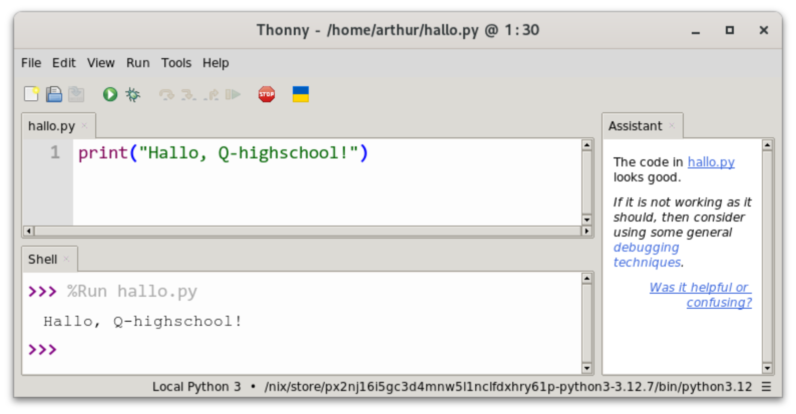 Een Pythonprogramma in Thonny