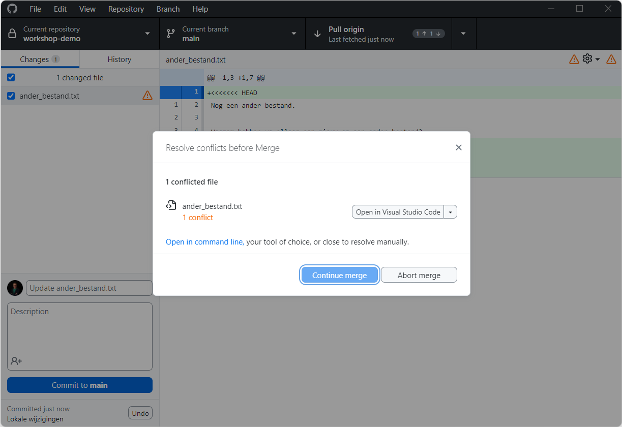 Resolve conflicts before Merge: 1 conflicted file